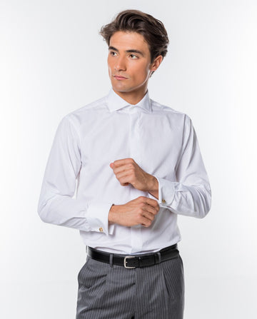 Camisa Smoking 100% Algodón en Blanco